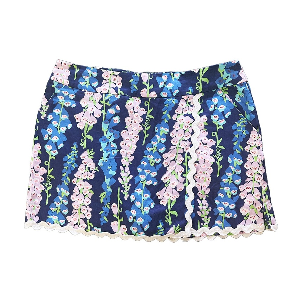 Lilly Pulitzer Jarvey Skort in Foxglove Blue & Pink Floral, Size 6